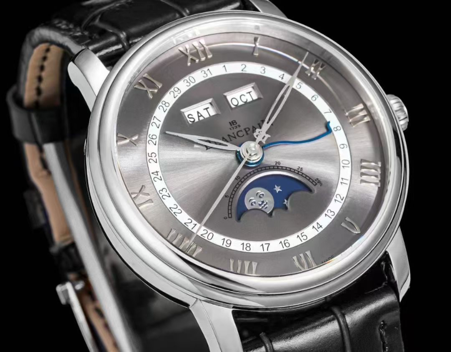 Blancpain Villeret Quantième Complet Phases de Lune 6654 블랑팡 빌레레 컴플리트 캘린더 문페이즈 6654 실버 그레이다이얼 4
