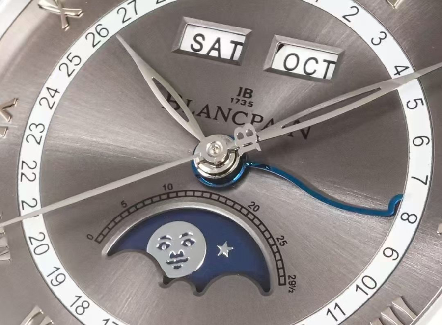 Blancpain Villeret Quantième Complet Phases de Lune 6654 블랑팡 빌레레 컴플리트 캘린더 문페이즈 6654 실버 그레이다이얼 6