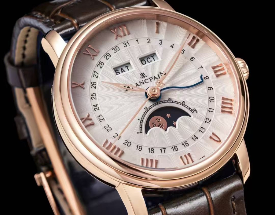 Blancpain Villeret Quantième Complet Phases de Lune 6654 블랑팡 빌레레 컴플리트 캘린더 문페이즈 6654 골드 화이트 다이얼 4