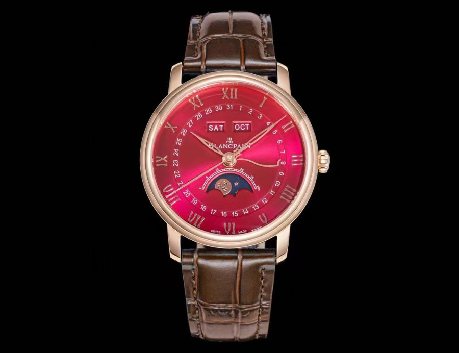 Blancpain Villeret Quantième Complet Phases de Lune 6654 블랑팡 빌레레 컴플리트 캘린더 문페이즈 6654 골드 레드 다이얼 2
