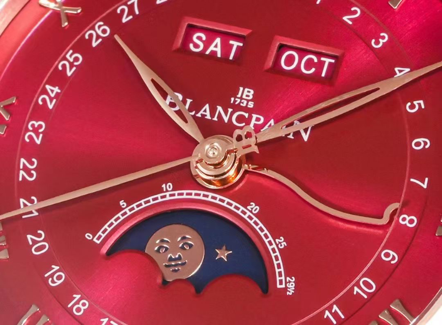 Blancpain Villeret Quantième Complet Phases de Lune 6654 블랑팡 빌레레 컴플리트 캘린더 문페이즈 6654 골드 레드 다이얼 6