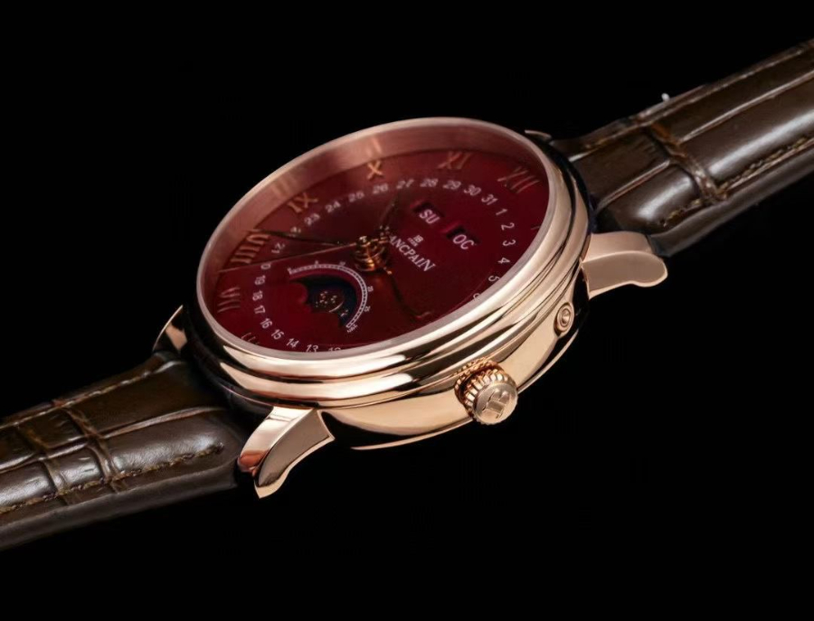 Blancpain Villeret Quantième Complet Phases de Lune 6654 블랑팡 빌레레 컴플리트 캘린더 문페이즈 6654 골드 레드 다이얼 7