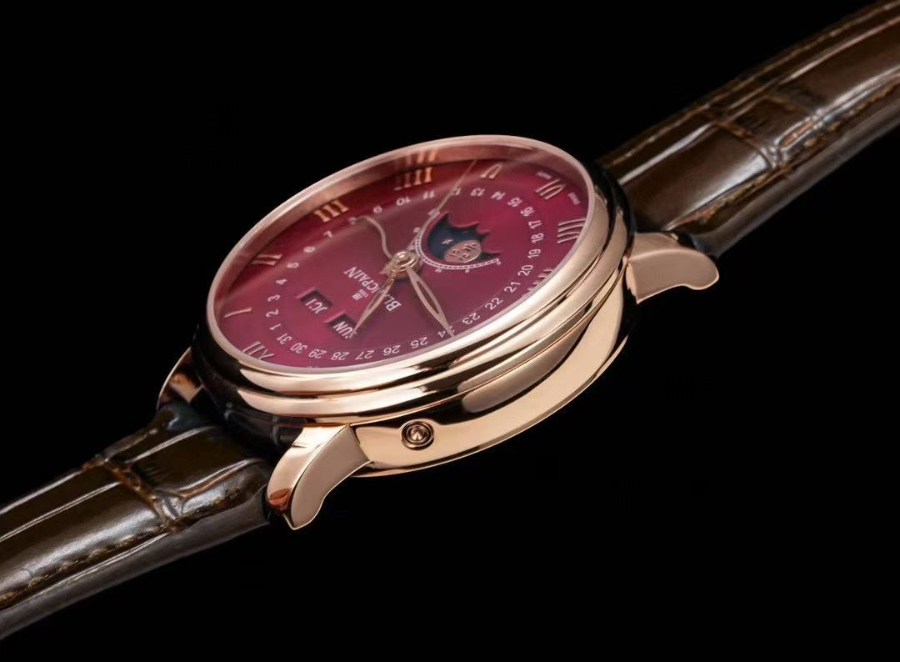 Blancpain Villeret Quantième Complet Phases de Lune 6654 블랑팡 빌레레 컴플리트 캘린더 문페이즈 6654 골드 레드 다이얼 8