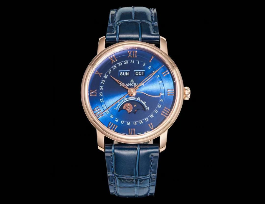 Blancpain Villeret Quantième Complet Phases de Lune 6654 블랑팡 빌레레 컴플리트 캘린더 문페이즈 6654 골드 블루 다이얼 2