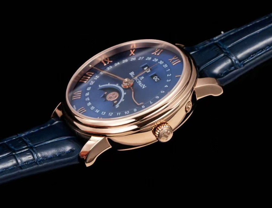 Blancpain Villeret Quantième Complet Phases de Lune 6654 블랑팡 빌레레 컴플리트 캘린더 문페이즈 6654 골드 블루 다이얼 7