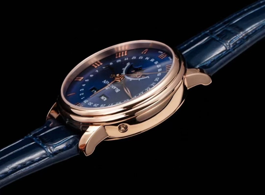 Blancpain Villeret Quantième Complet Phases de Lune 6654 블랑팡 빌레레 컴플리트 캘린더 문페이즈 6654 골드 블루 다이얼 8