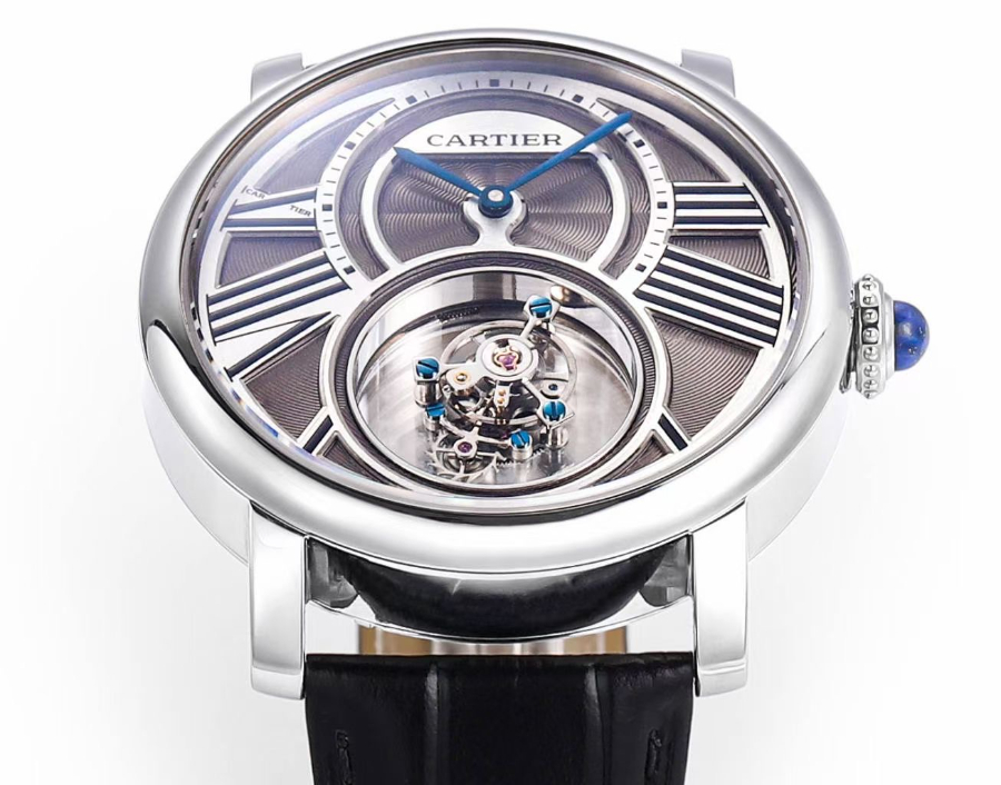 CARTIER Rotonde Tourbillon Mystérieux 까르띠에 로통드 미스터리 투르비용 45mm 수동 시계 그레이 3