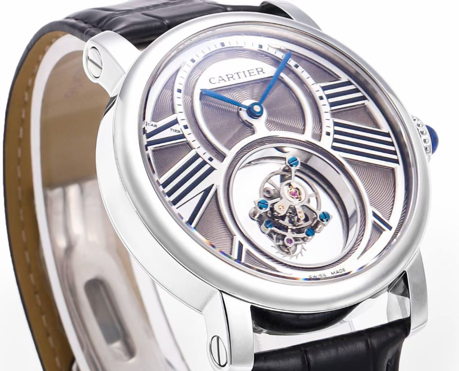 CARTIER Rotonde Tourbillon Mystérieux 까르띠에 로통드 미스터리 투르비용 45mm 수동 시계 그레이 4