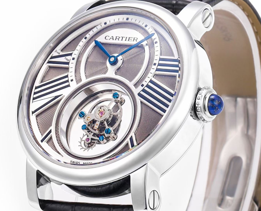 CARTIER Rotonde Tourbillon Mystérieux 까르띠에 로통드 미스터리 투르비용 45mm 수동 시계 그레이 5