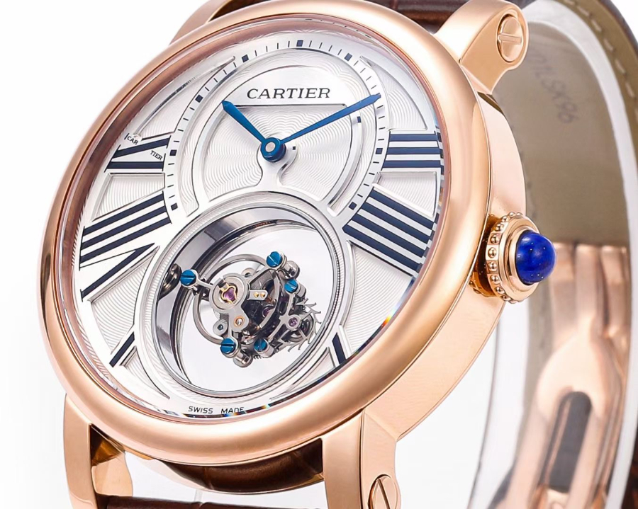 CARTIER Rotonde Tourbillon Mystérieux 까르띠에 로통드 미스터리 투르비용 45mm 수동 시계 골드베젤 4