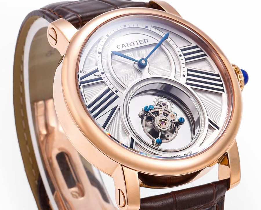CARTIER Rotonde Tourbillon Mystérieux 까르띠에 로통드 미스터리 투르비용 45mm 수동 시계 골드베젤 5