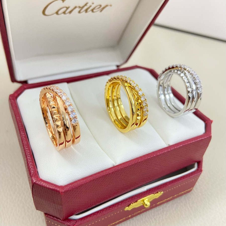 Cartier 까르띠에 LOVE 파베 다이아몬드 더블 링 2