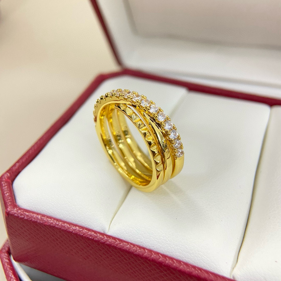 Cartier 까르띠에 LOVE 파베 다이아몬드 더블 링 4