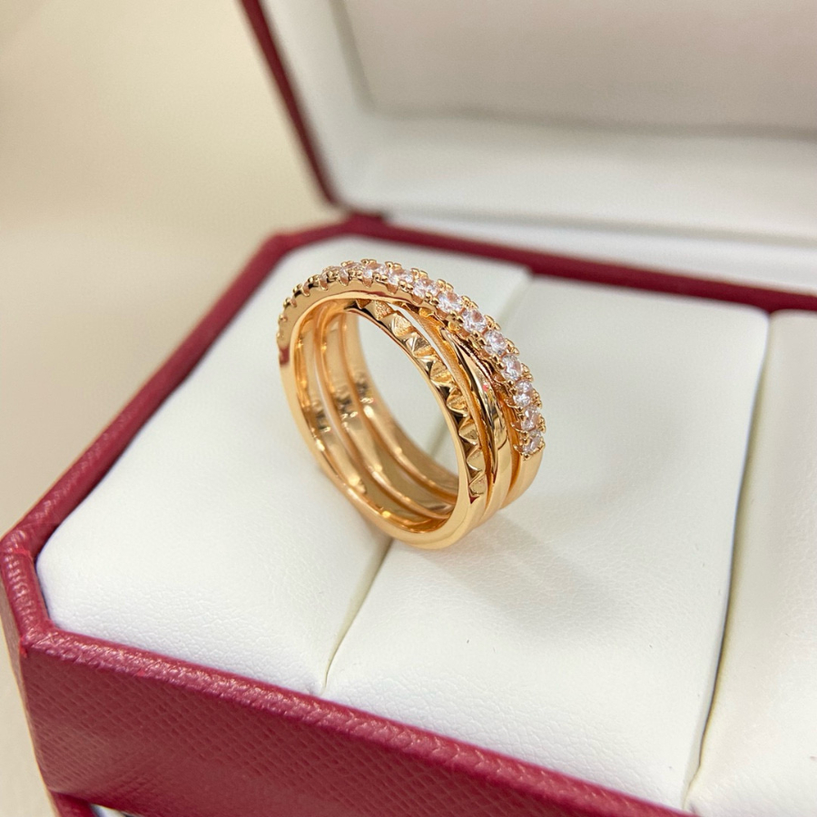 Cartier 까르띠에 LOVE 파베 다이아몬드 더블 링 5