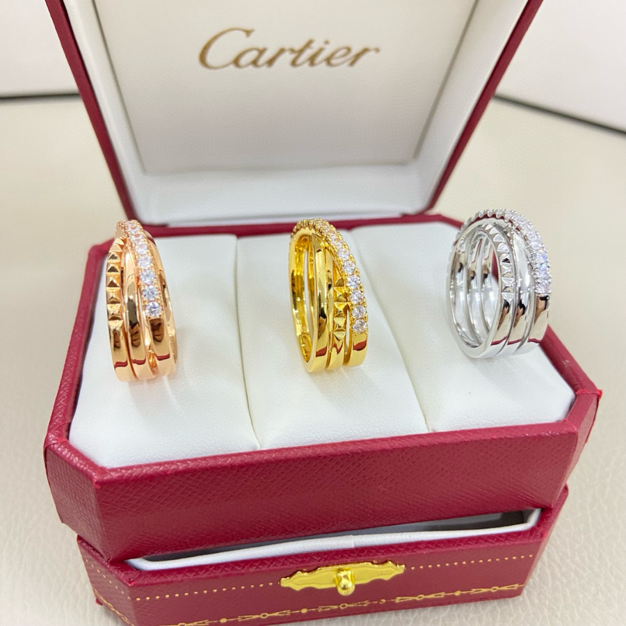 Cartier 까르띠에 LOVE 파베 다이아몬드 더블 링 6