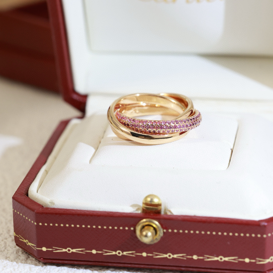 Cartier 까르띠에 LOVE 트리플 링 핑크 다이아몬드 버전 2