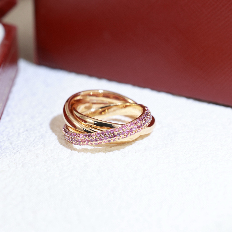 Cartier 까르띠에 LOVE 트리플 링 핑크 다이아몬드 버전 4