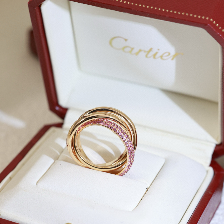 Cartier 까르띠에 LOVE 트리플 링 핑크 다이아몬드 버전 5