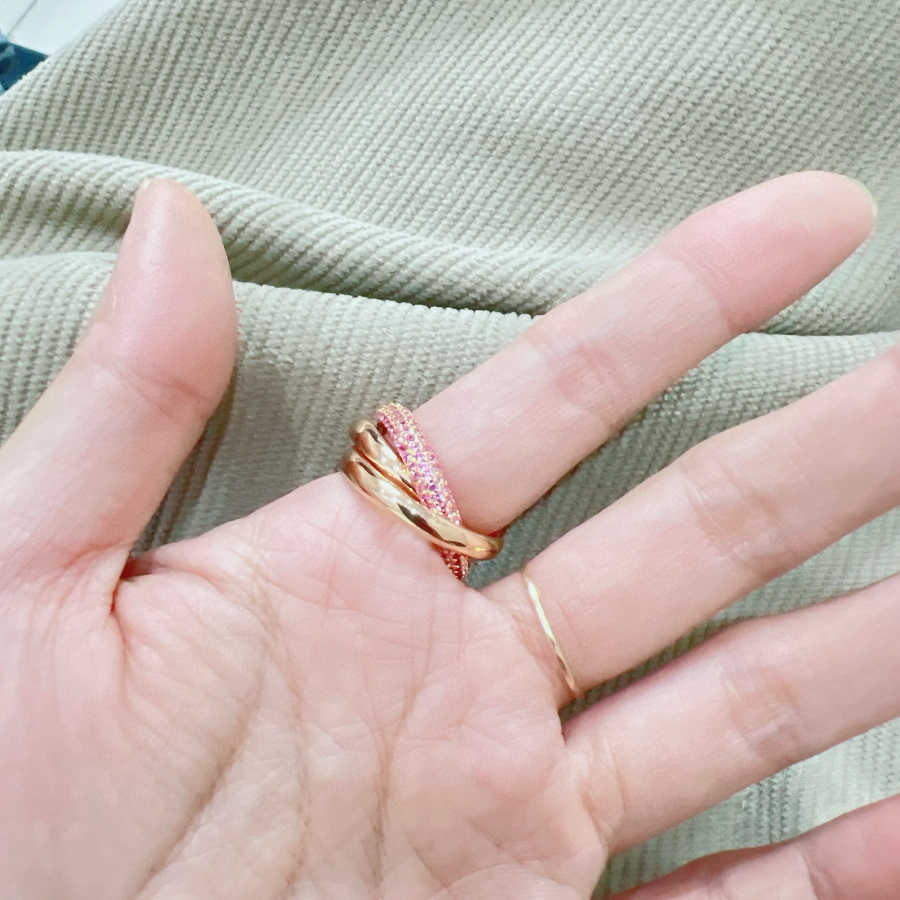 Cartier 까르띠에 LOVE 트리플 링 핑크 다이아몬드 버전 9