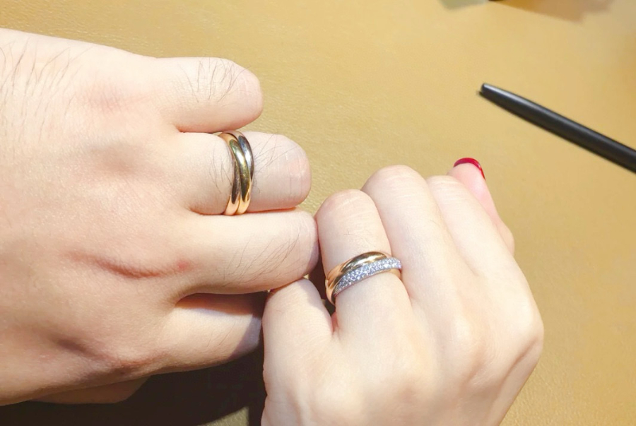 Cartier 까르띠에 LOVE 트리플 링 다이아몬드 클래식 버전 1