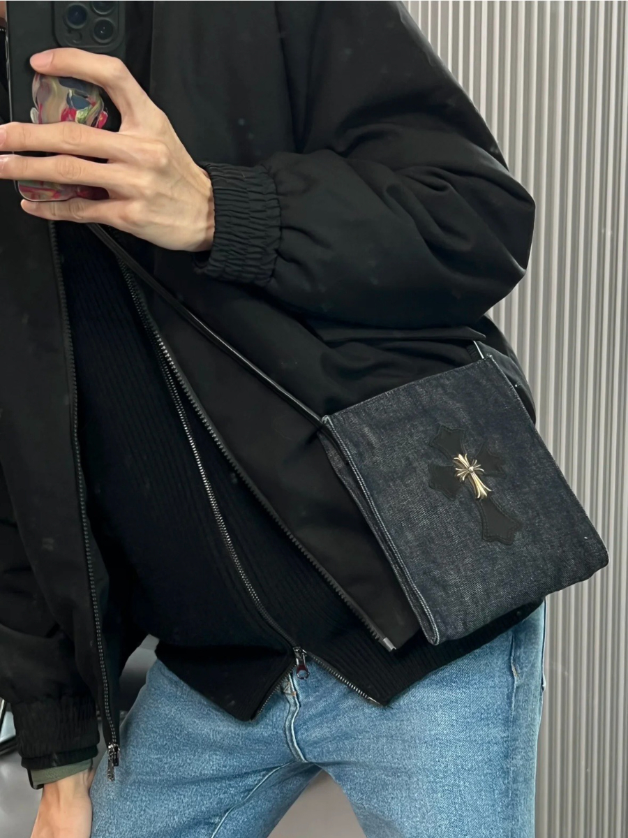 Chrome Hearts Square Pocket Denim Cross Patch Bag 크롬하츠 스퀘어 포켓 데님 십자 패치 크로스 백 1