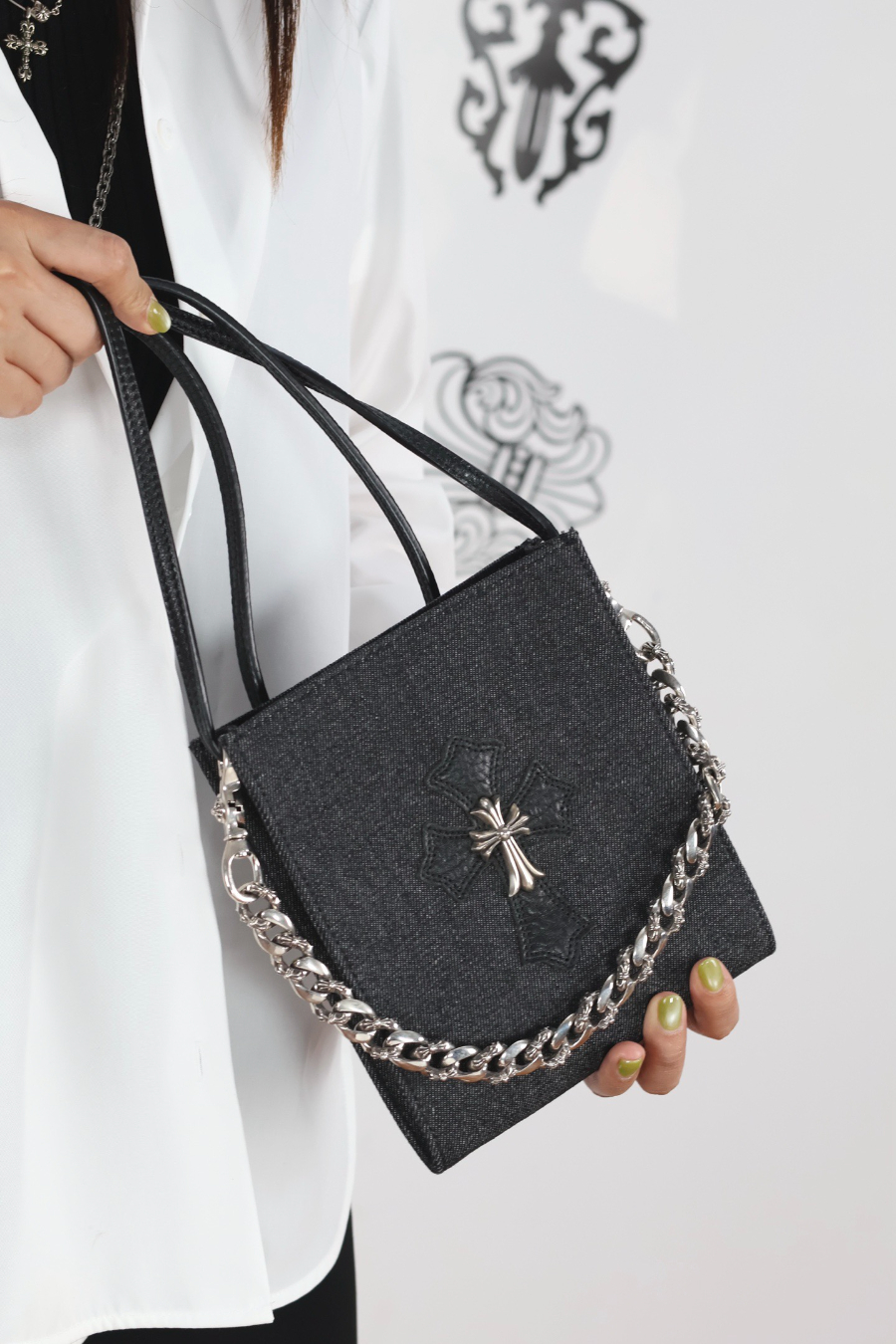 Chrome Hearts Square Pocket Denim Cross Patch Bag 크롬하츠 스퀘어 포켓 데님 십자 패치 크로스 백 7