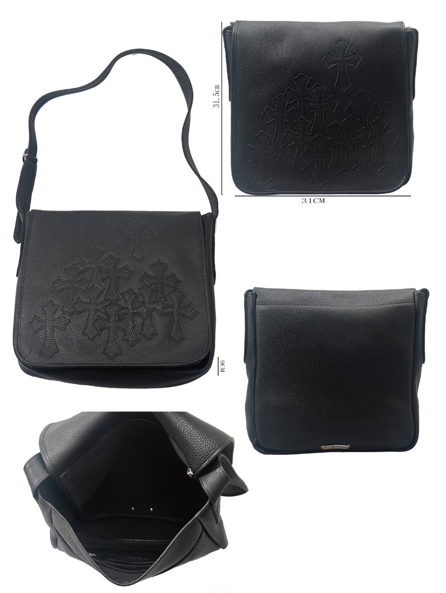 Chrome Hearts All Black Cross Embossed Shoulder Bag 크롬하츠 올블랙 크로스 엠보스 숄더백 26