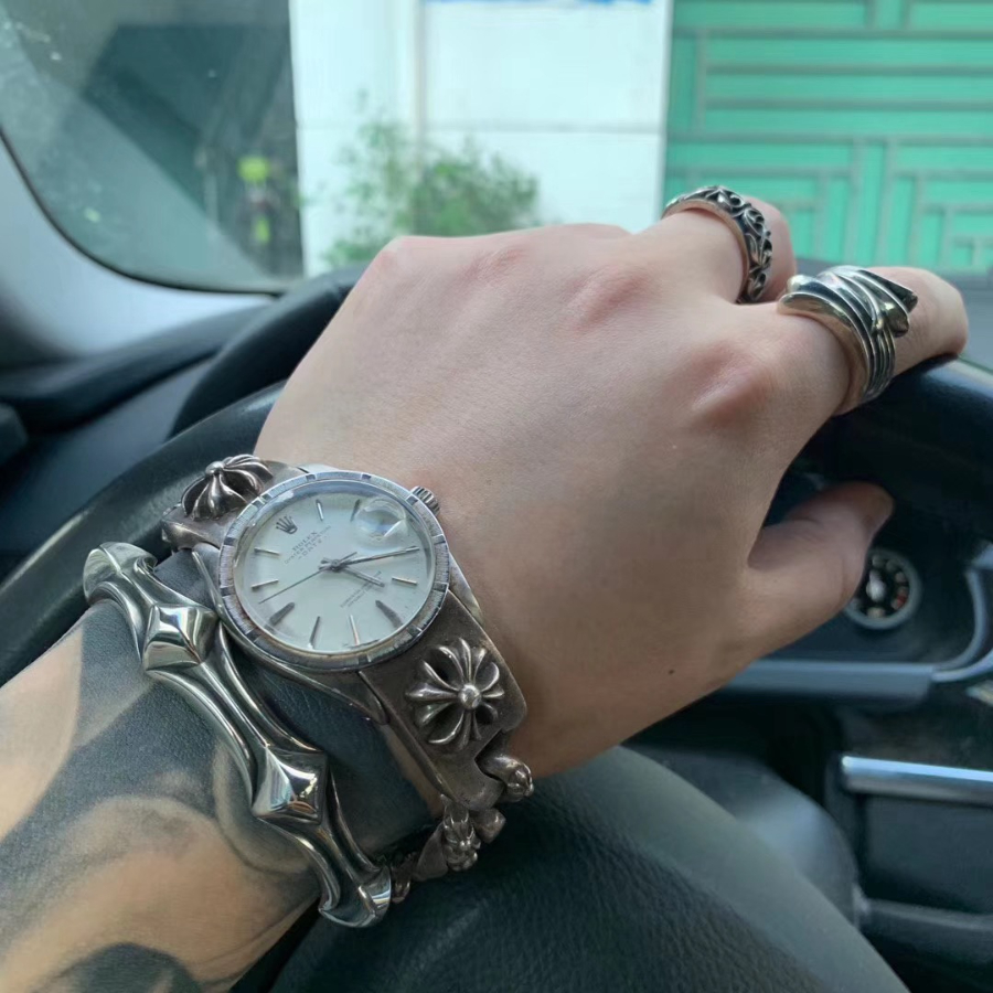 Chrome Hearts H072 Fishbone Open Cuff Bracelet 크롬하츠 피시본 오픈 커프 브레이슬릿 3