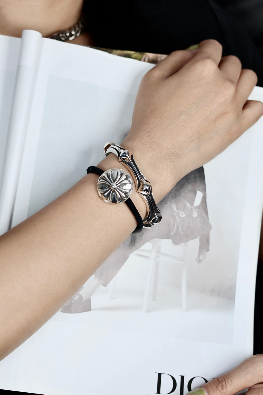 Chrome Hearts H072 Fishbone Open Cuff Bracelet 크롬하츠 피시본 오픈 커프 브레이슬릿 6