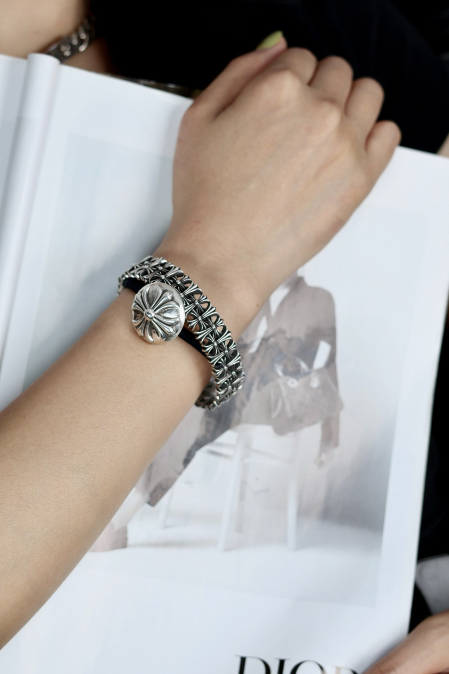 Chrome Hearts H019 Cross Cemetery Bangle Bracelet 크롬하츠 크로스 세메터리 뱅글 브레이슬릿 6