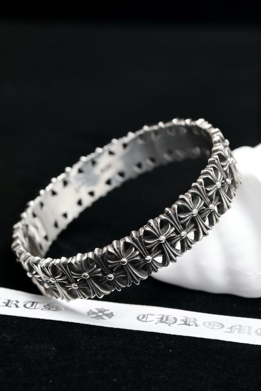 Chrome Hearts H019 Cross Cemetery Bangle Bracelet 크롬하츠 크로스 세메터리 뱅글 브레이슬릿 8
