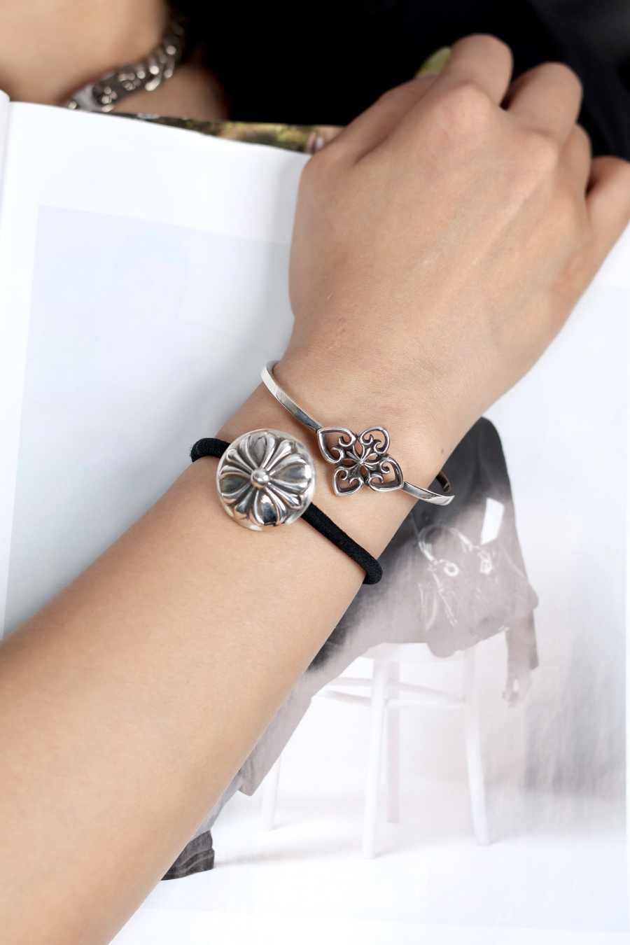 Chrome Hearts H048 Cross Open Bangle Bracelet 크롬하츠 크로스 오픈 뱅글 브레이슬릿 5