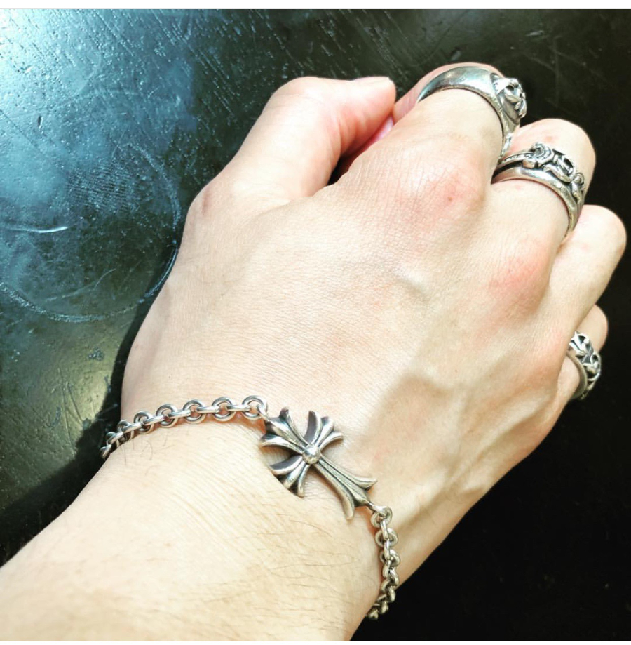 Chrome Hearts Lobster Clasp Cross Chain Bracelet 크롬하츠 랍스터 클라스프 크로스 체인 브레이슬릿 4