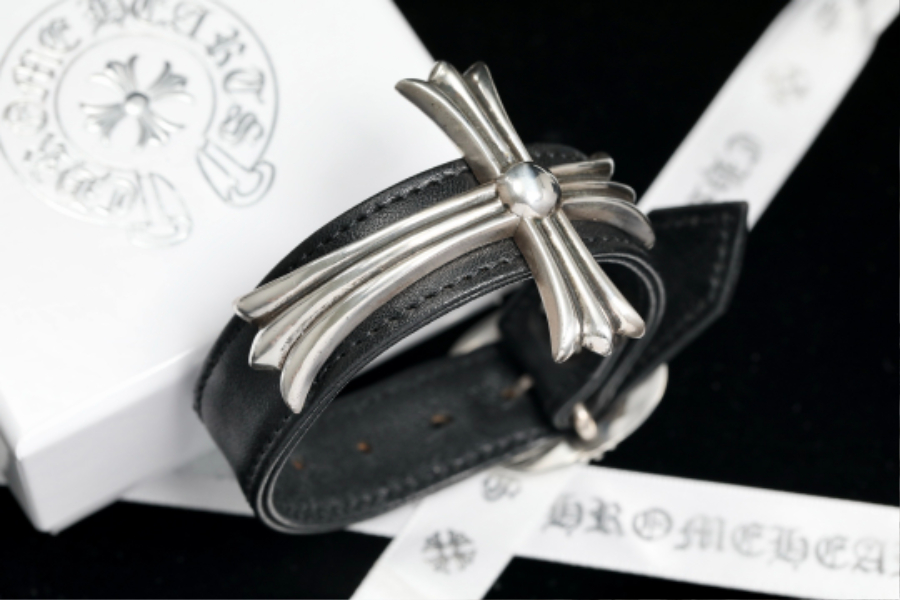 Chrome Hearts Japanese Buckle Large Cross Leather Bracelet 크롬하츠 일자 버클 라지 크로스 레더 브레이슬릿 8
