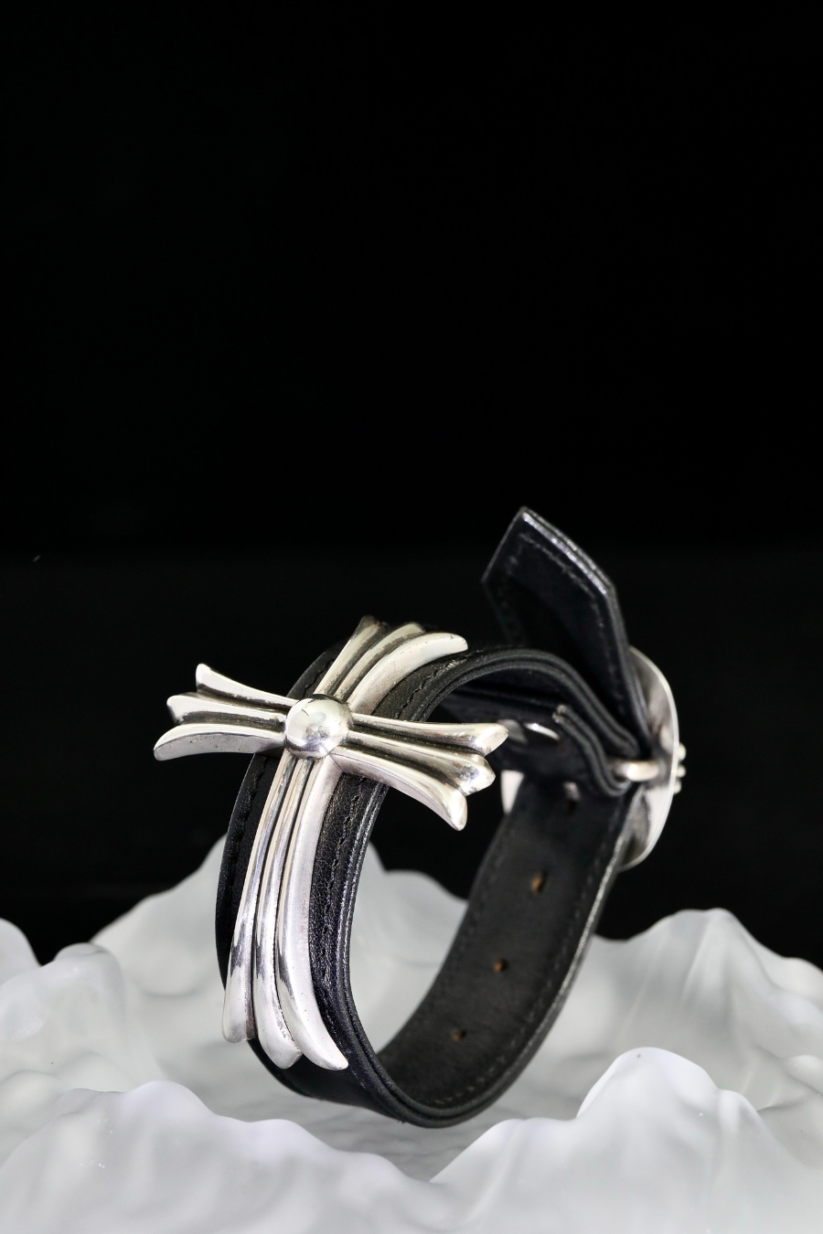 Chrome Hearts Japanese Buckle Large Cross Leather Bracelet 크롬하츠 일자 버클 라지 크로스 레더 브레이슬릿 11