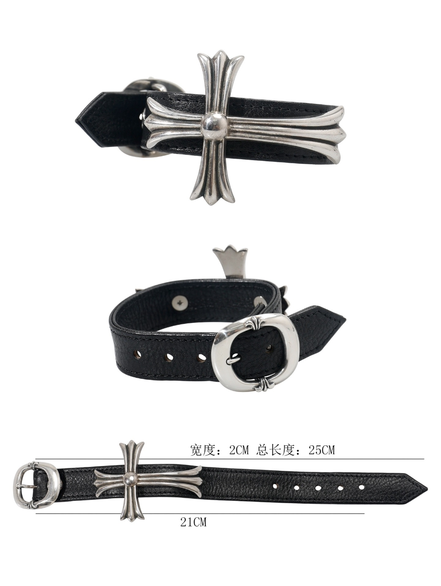 Chrome Hearts Japanese Buckle Large Cross Leather Bracelet 크롬하츠 일자 버클 라지 크로스 레더 브레이슬릿 16