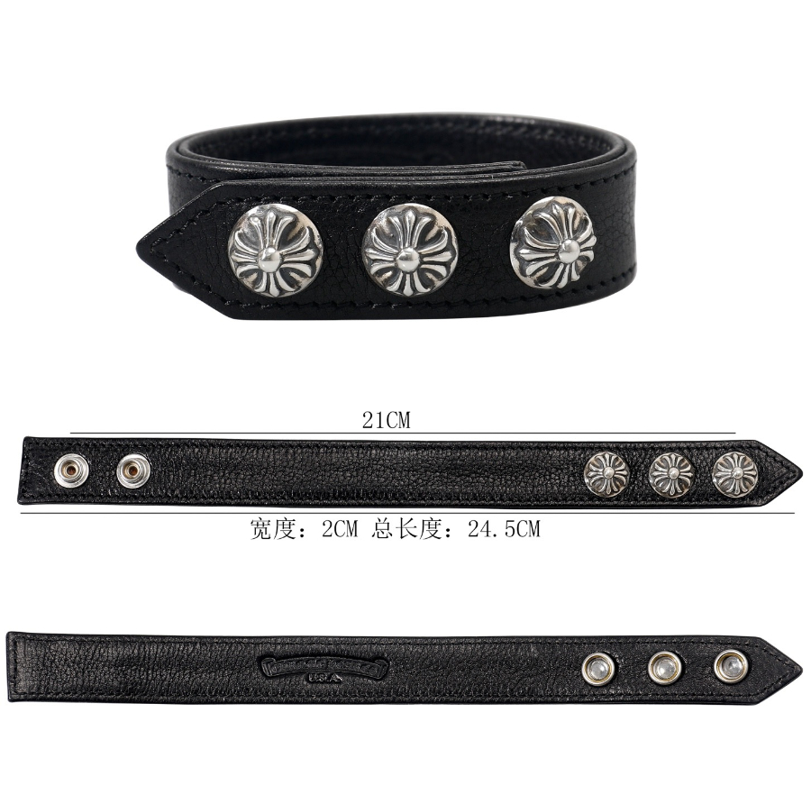 Chrome Hearts Cross Round Stud Leather Bracelet 크롬하츠 크로스 라운드 스터드 레더 브레이슬릿 16