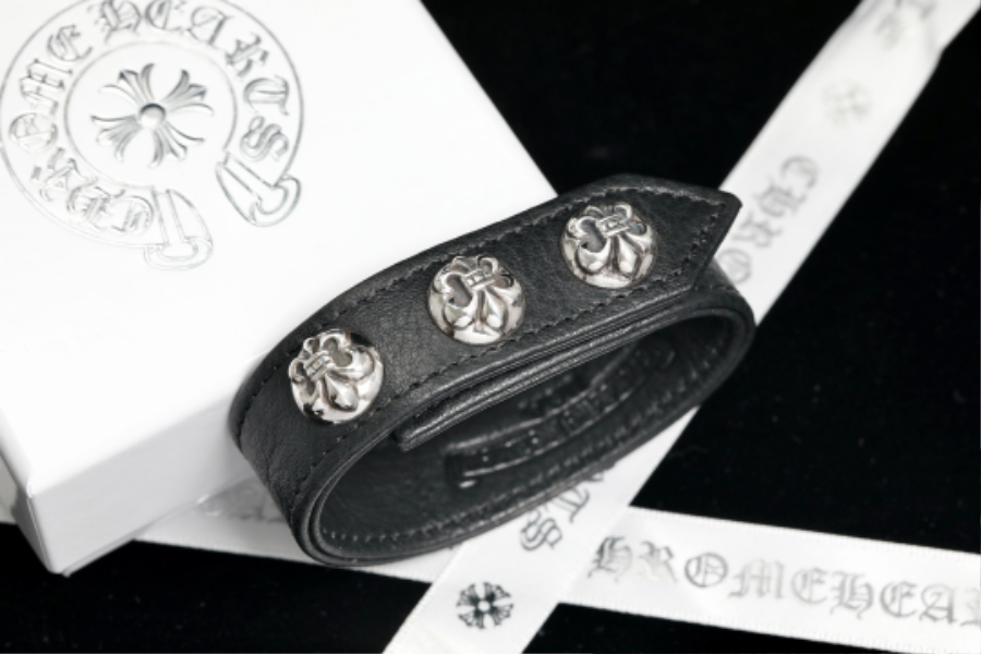 Chrome Hearts Fleur-de-Lis Round Stud Leather Bracelet 크롬하츠 플뢰르 드 리스 라운드 스터드 레더 브레이슬릿 8