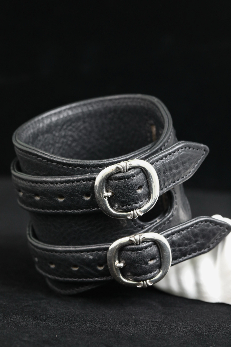 Chrome Hearts Double Roller Buckle Leather Bracelet 크롬하츠 더블 롤러 버클 레더 브레이슬릿 10