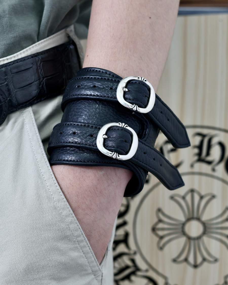 Chrome Hearts Double Roller Buckle Leather Bracelet 크롬하츠 더블 롤러 버클 레더 브레이슬릿 17