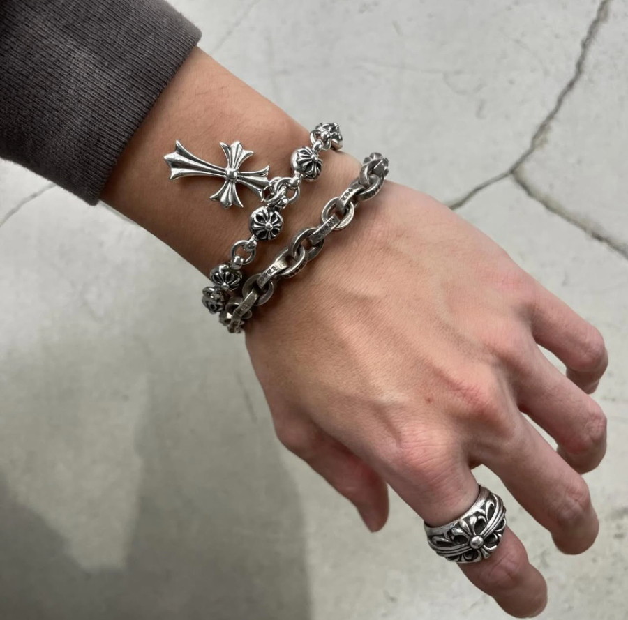 Chrome Hearts Cross & Floral Bead Bracelet 크롬하츠 십자가 플로럴 비즈 팔찌 7