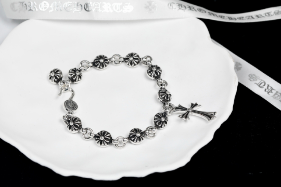 Chrome Hearts Cross & Floral Bead Bracelet 크롬하츠 십자가 플로럴 비즈 팔찌 8