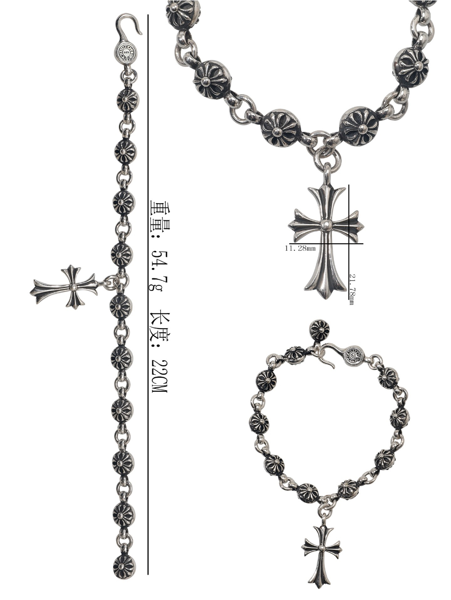 Chrome Hearts Cross & Floral Bead Bracelet 크롬하츠 십자가 플로럴 비즈 팔찌 16