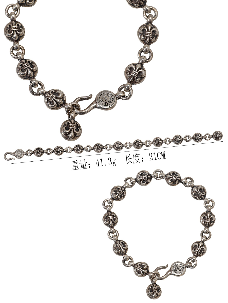 Chrome Hearts Fleur Bead Bracelet 크롬하츠 플뢰르(백합) 라운드 비즈 팔찌 16
