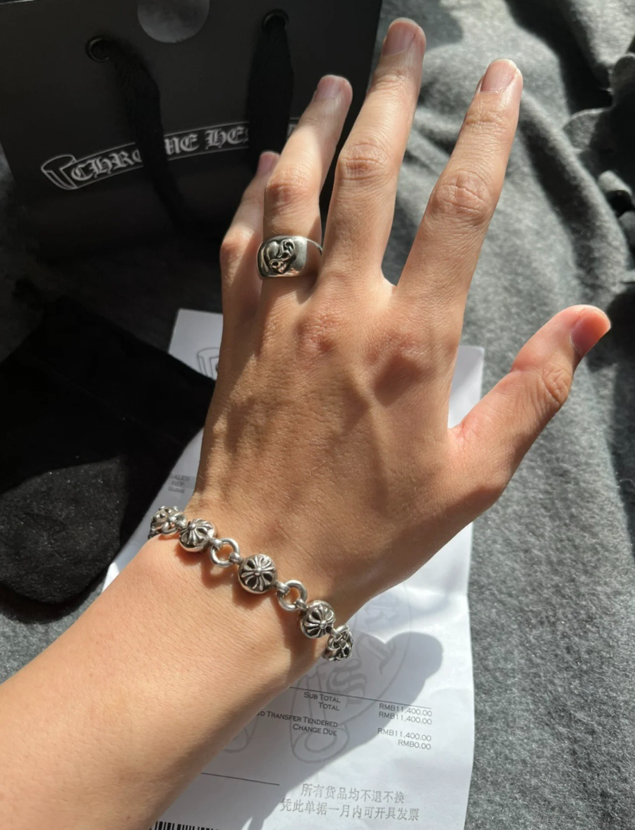 Chrome Hearts Cross Bead Bracelet 크롬하츠 십자 라운드 비즈 팔찌 3