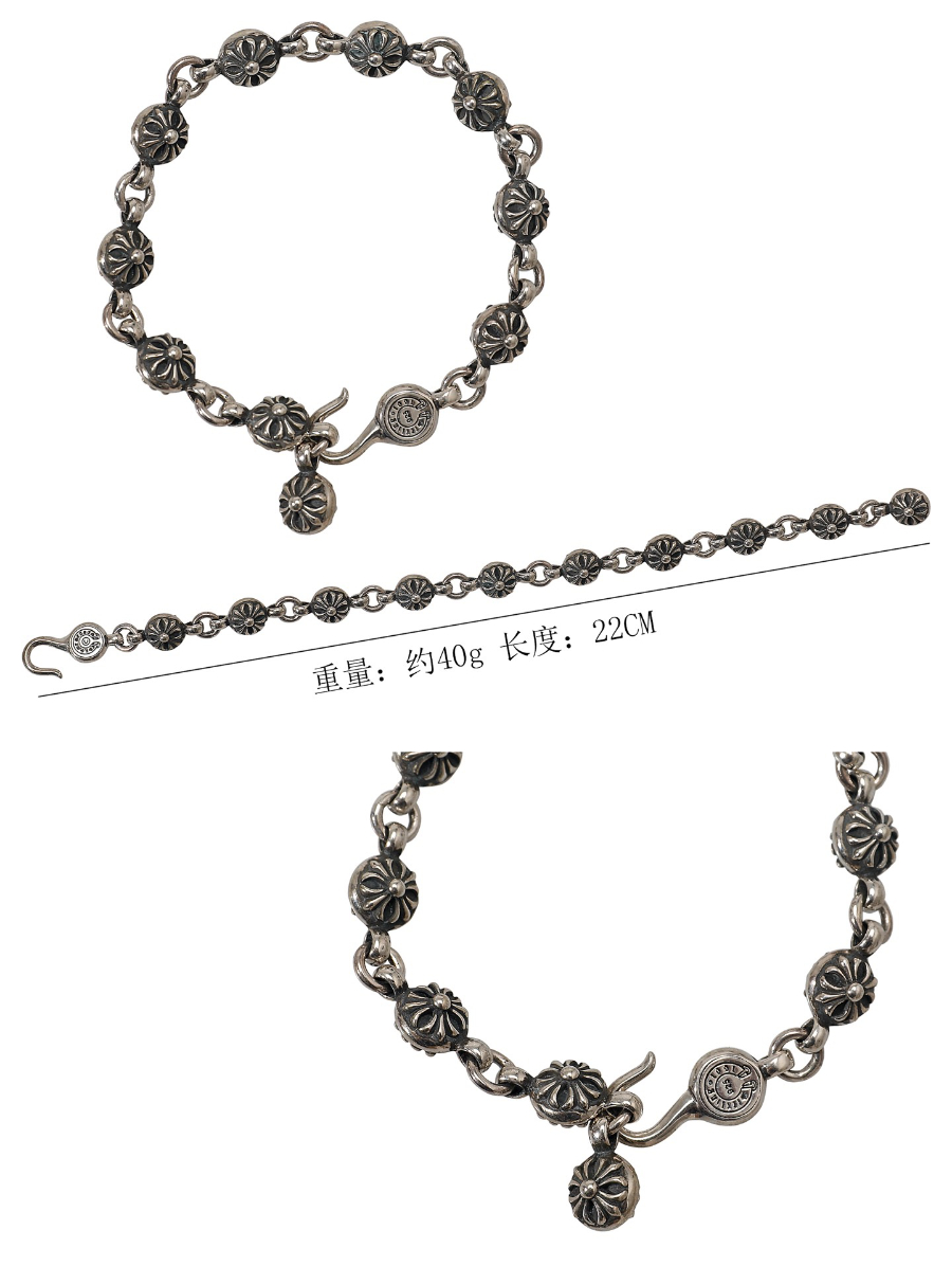 Chrome Hearts Cross Bead Bracelet 크롬하츠 십자 라운드 비즈 팔찌 16