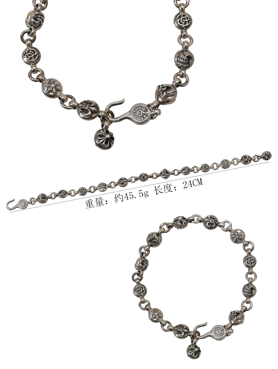 Chrome Hearts Mixed Motif Bead Bracelet 크롬하츠 믹스 모티브 라운드 비즈 팔찌 16
