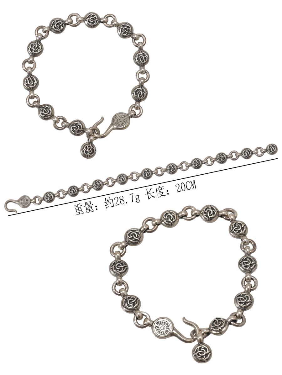 Chrome Hearts Floral Round Bead Bracelet 크롬하츠 플로럴 원형 비즈 팔찌 13