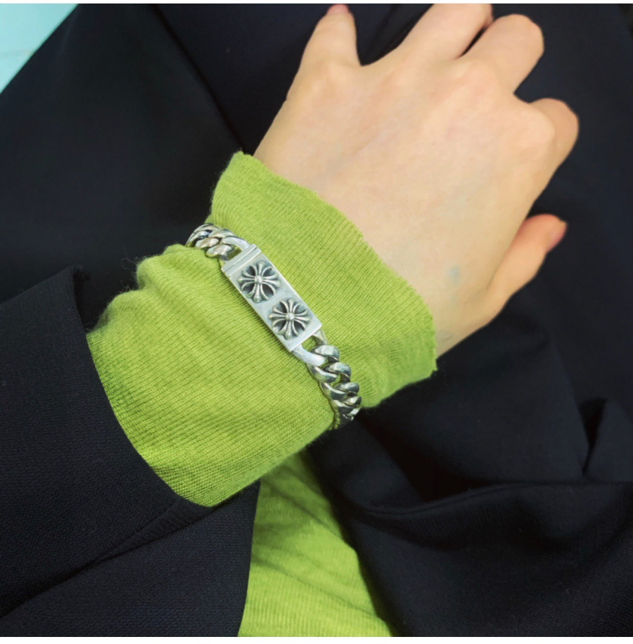 Chrome Hearts Pressed Floral ID Bracelet 크롬하츠 프레스드 플로럴 ID 체인 팔찌 2