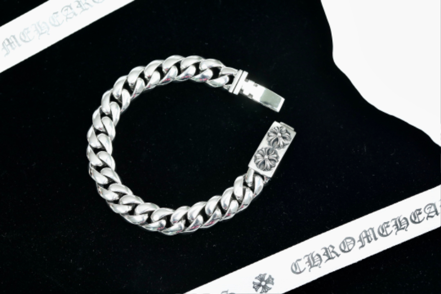 Chrome Hearts Pressed Floral ID Bracelet 크롬하츠 프레스드 플로럴 ID 체인 팔찌 5